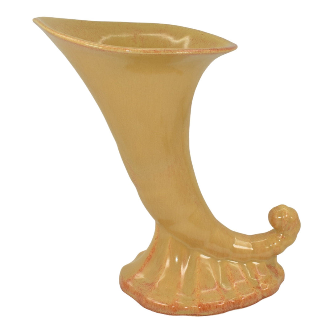 Roseville Tourmaline Orange Yellow 1933 Art Deco Pottery Ceramic Cornucopia Vase