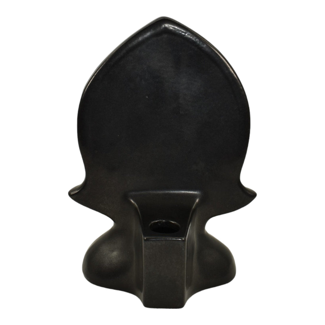 Roseville Burmese Black 1950 Mid Century Modern Pottery Male Candle Holder 80-B