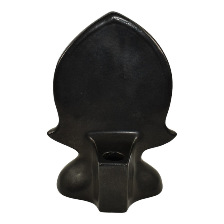 Roseville Burmese Black 1950 Mid Century Modern Pottery Male Candle Holder 80-B