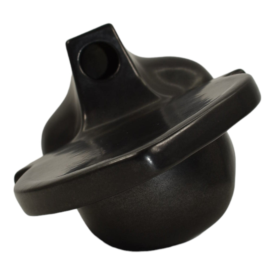 Roseville Burmese Black 1950 Mid Century Modern Pottery Male Candle Holder 80-B