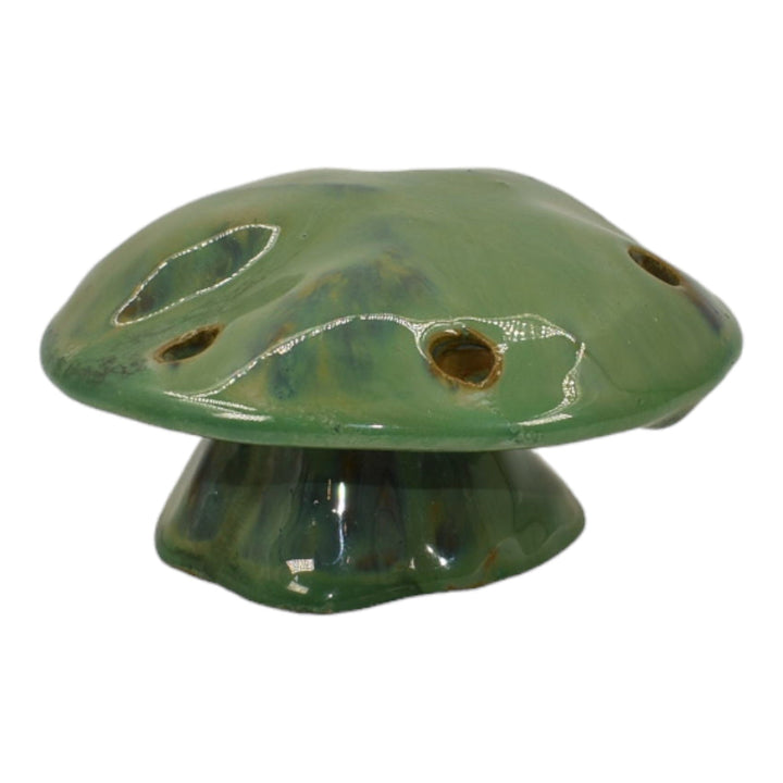 Fulper 1917-34 Arts And Crafts Pottery Green Blue Mushroom Ceramic Flower Frog