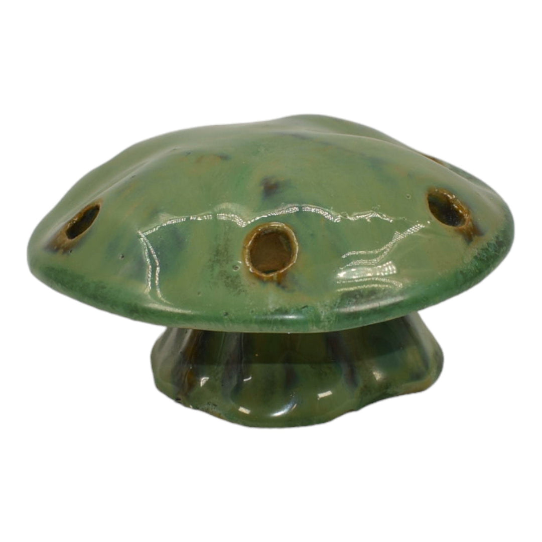 Fulper 1917-34 Arts And Crafts Pottery Green Blue Mushroom Ceramic Flower Frog