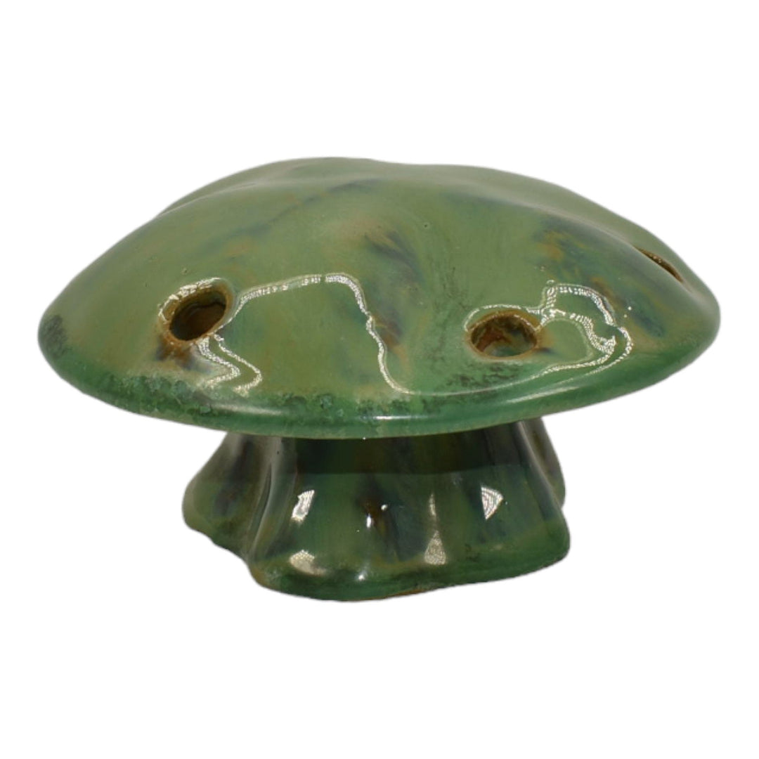 Fulper 1917-34 Arts And Crafts Pottery Green Blue Mushroom Ceramic Flower Frog