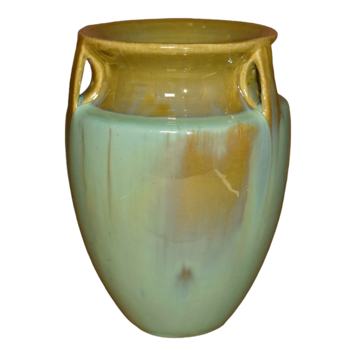 Fulper 1917-34 Arts And Crafts Pottery Green Aqua Flambe Ceramic Bullet Vase 530