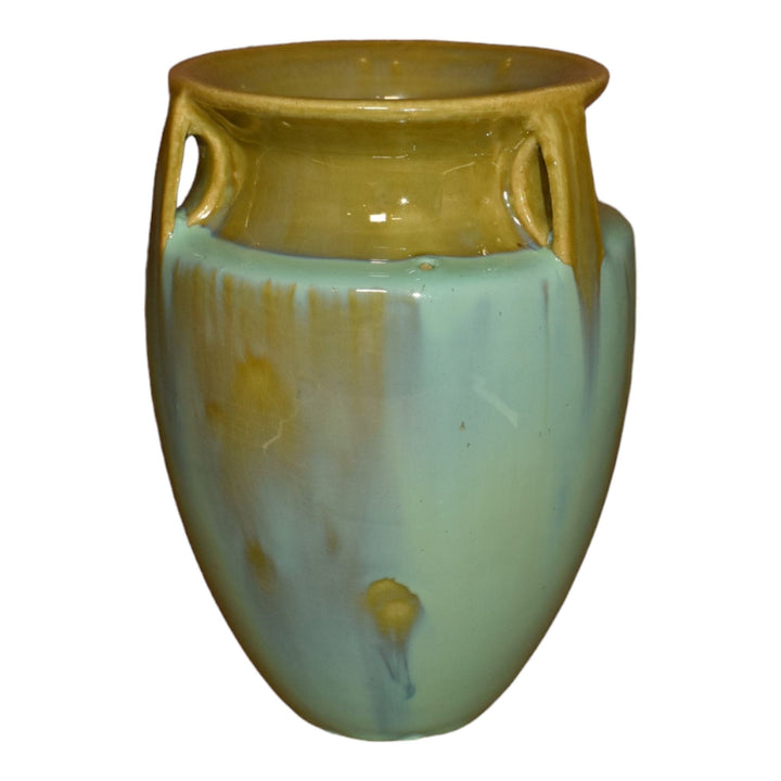 Fulper 1917-34 Arts And Crafts Pottery Green Aqua Flambe Ceramic Bullet Vase 530