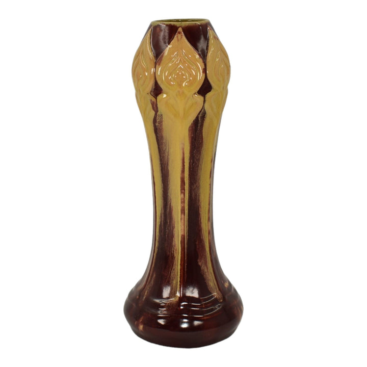 Arc En Ciel 1900s Vintage Ohio Art Nouveau Pottery Red Yellow Ceramic Vase 554 - Just Art Pottery
