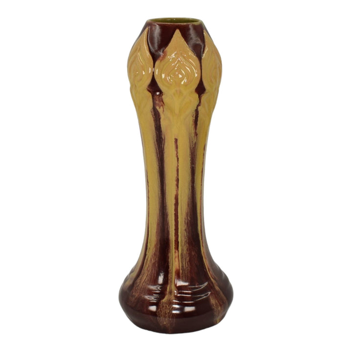 Arc En Ciel 1900s Vintage Ohio Art Nouveau Pottery Red Yellow Ceramic Vase 554 - Just Art Pottery