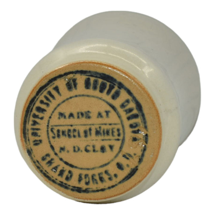 North Dakota School of Mines UND Vintage Art Pottery White Floral Ceramic Vase - Just Art Pottery