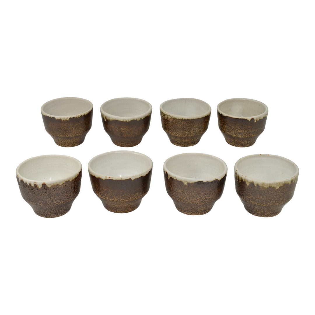 Pigeon Forge Tennessee 1984 Modern Deco Art Pottery Brown Punch Bowl Twelve Cups - Just Art Pottery