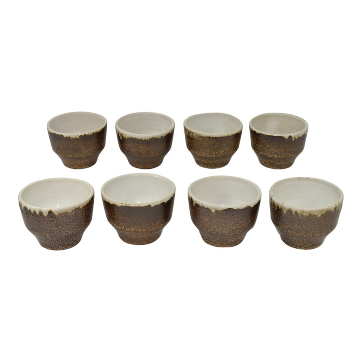 Pigeon Forge Tennessee 1984 Modern Deco Art Pottery Brown Punch Bowl Twelve Cups - Just Art Pottery