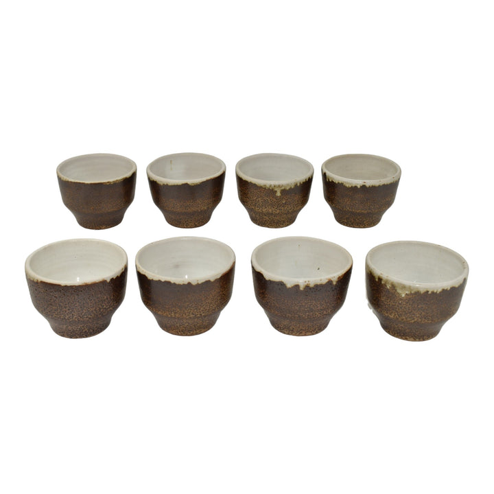 Pigeon Forge Tennessee 1984 Modern Deco Art Pottery Brown Punch Bowl Twelve Cups - Just Art Pottery
