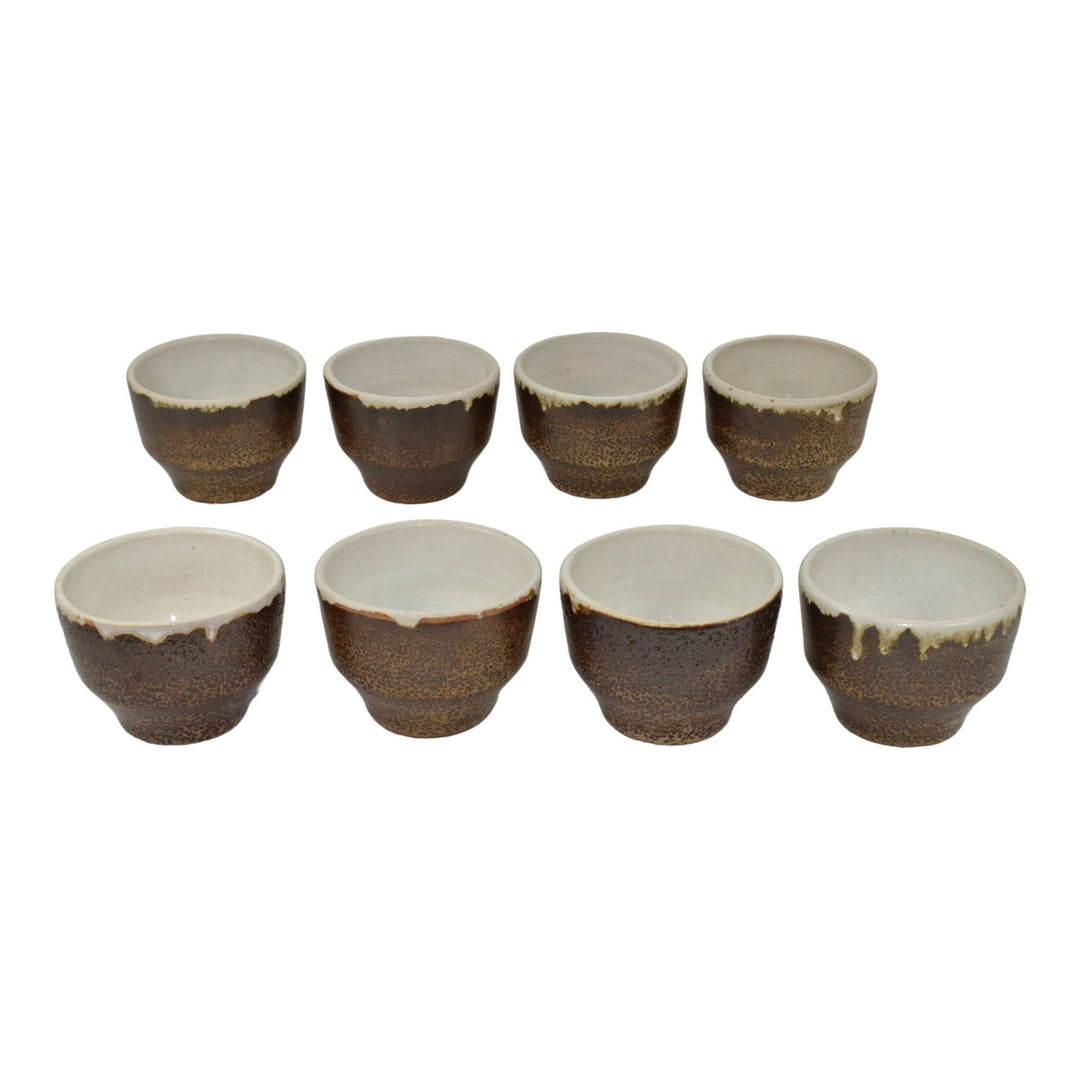 Pigeon Forge Tennessee 1984 Modern Deco Art Pottery Brown Punch Bowl Twelve Cups - Just Art Pottery