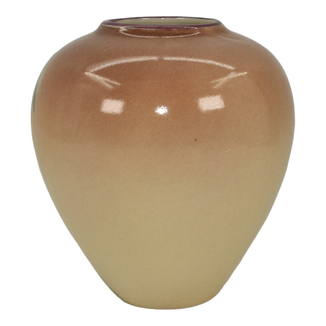 Santa Barbara Ceramic Design 1985 Pottery Hand Painted Purple Iris Vase Sargent - Just Art Pottery