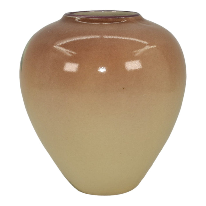 Santa Barbara Ceramic Design 1985 Pottery Hand Painted Purple Iris Vase Sargent - Just Art Pottery
