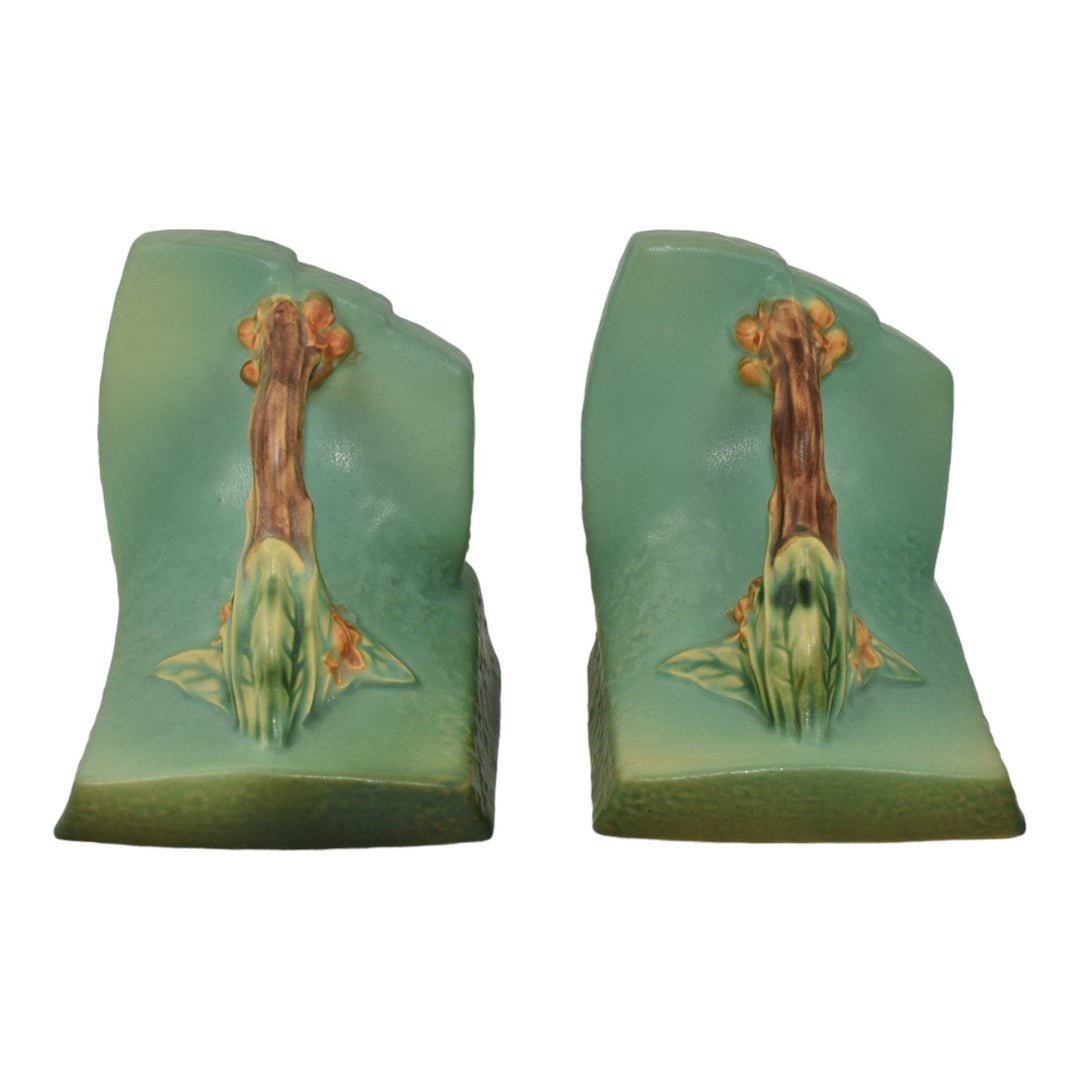 Roseville Bittersweet Green 1951 Vintage Art Pottery Ceramic Bookends 859