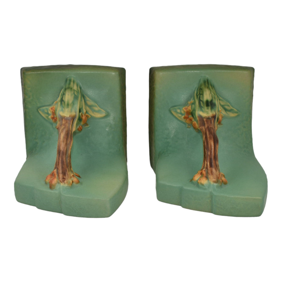 Roseville Bittersweet Green 1951 Vintage Art Pottery Ceramic Bookends 859