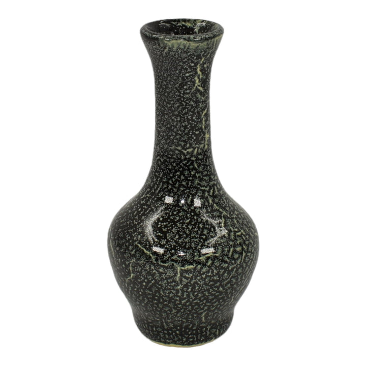 Pigeon Forge Tennessee Vintage Art Pottery Black Crackle Ceramic Vase Ownby