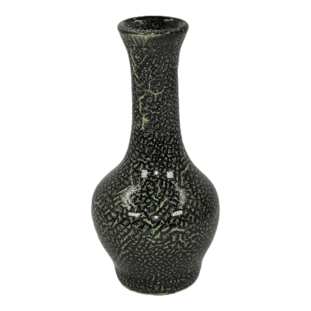 Pigeon Forge Tennessee Vintage Art Pottery Black Crackle Ceramic Vase Ownby