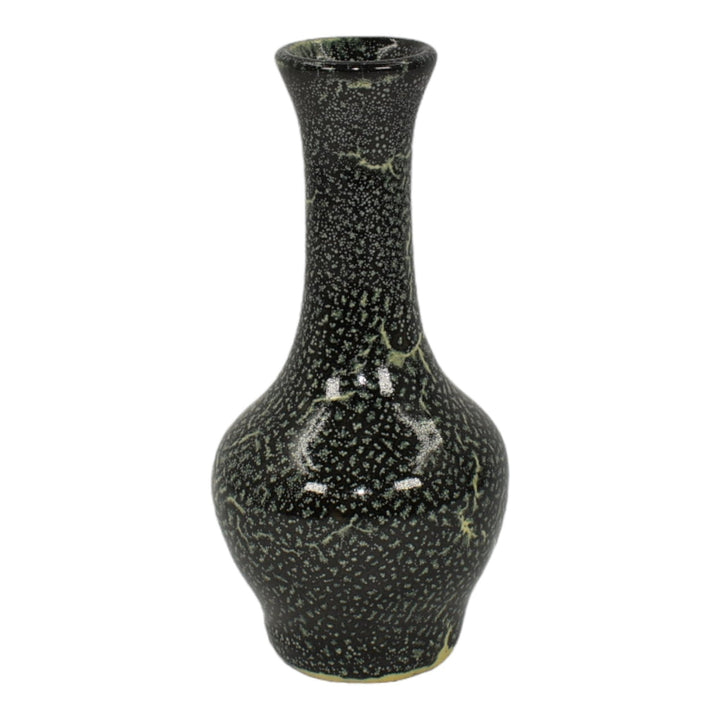 Pigeon Forge Tennessee Vintage Art Pottery Black Crackle Ceramic Vase Ownby