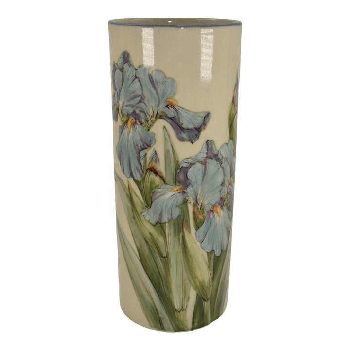 Santa Barbara Ceramic Design 1985 Pottery Hand Painted Blue Iris Vase Sargent