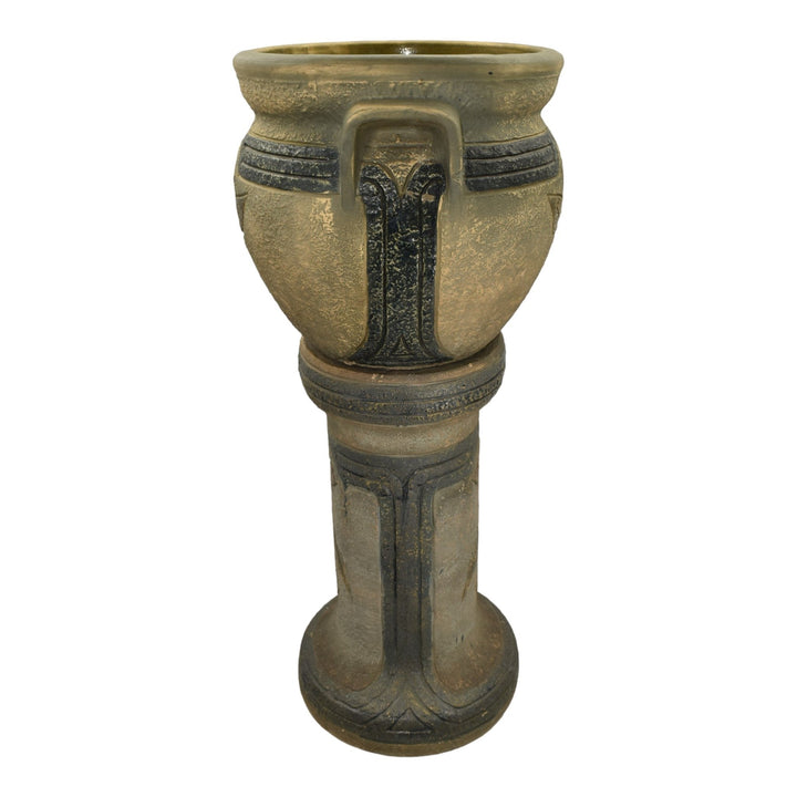Roseville Mostique Gray 1916 Vintage Pottery Ceramic Jardiniere Pedestal 622-12 - Just Art Pottery