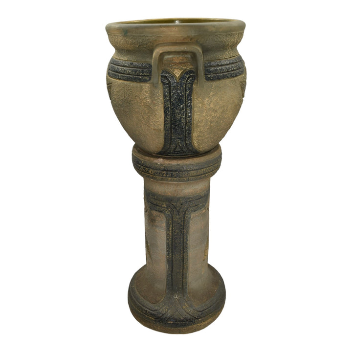 Roseville Mostique Gray 1916 Vintage Pottery Ceramic Jardiniere Pedestal 622-12 - Just Art Pottery