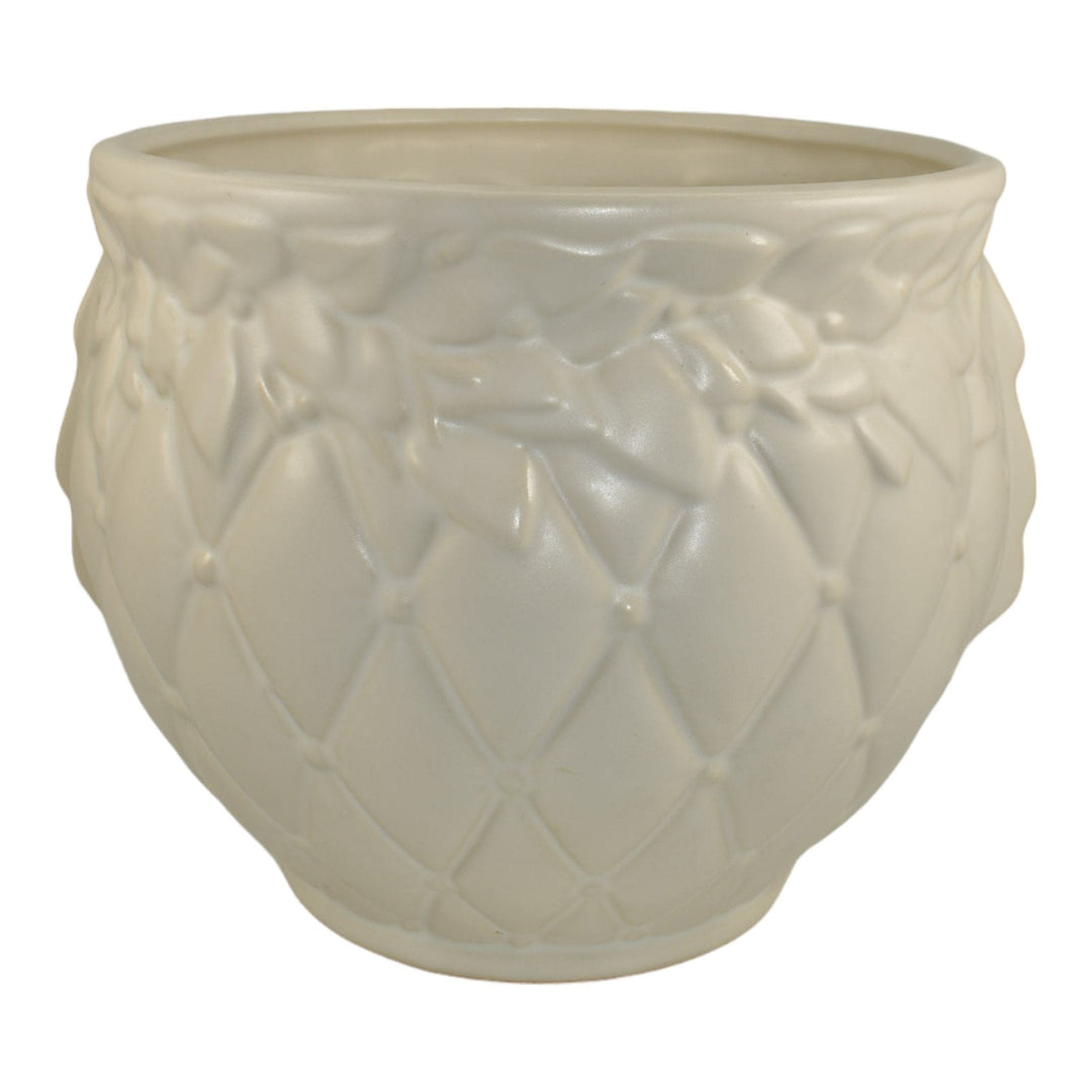 McCoy 1954 Mid Century Modern Art Pottery White Quilted Jardiniere Planter 48