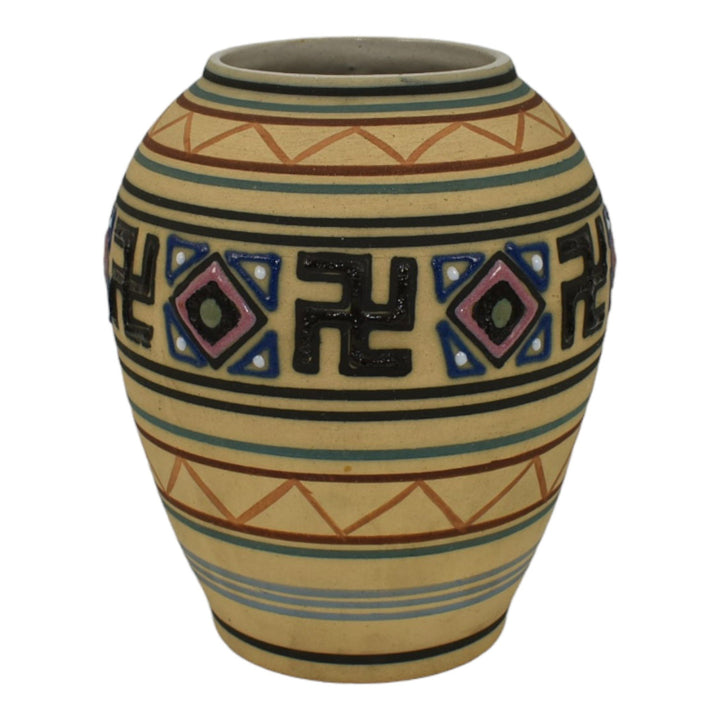 Brush McCoy Zuniart 1924 Art Pottery Native American Design Ceramic Vase 050 - Just Art Pottery