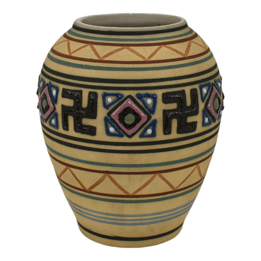 Brush McCoy Zuniart 1924 Art Pottery Native American Design Ceramic Vase 050 - Just Art Pottery