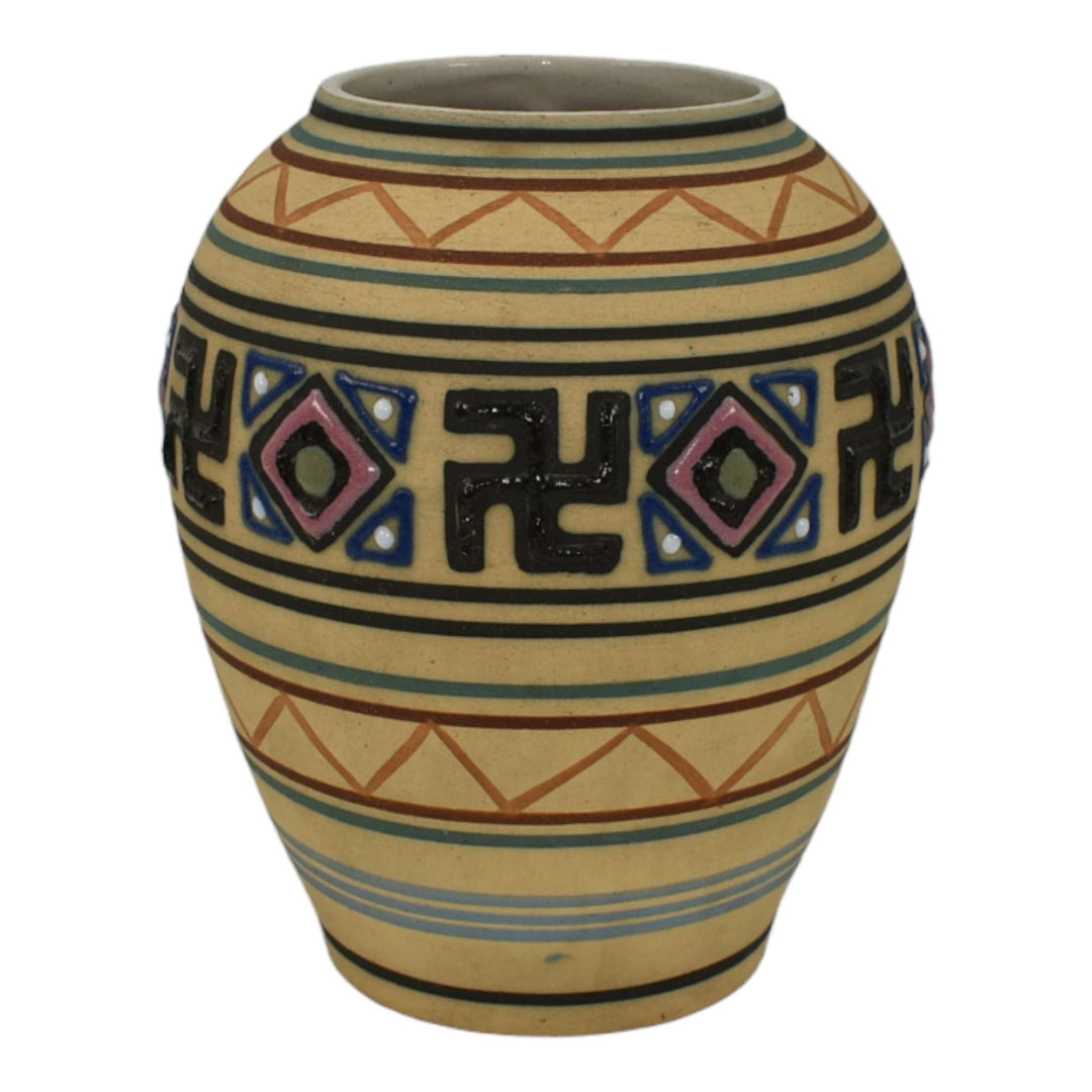 Brush McCoy Zuniart 1924 Art Pottery Native American Design Ceramic Vase 050 - Just Art Pottery