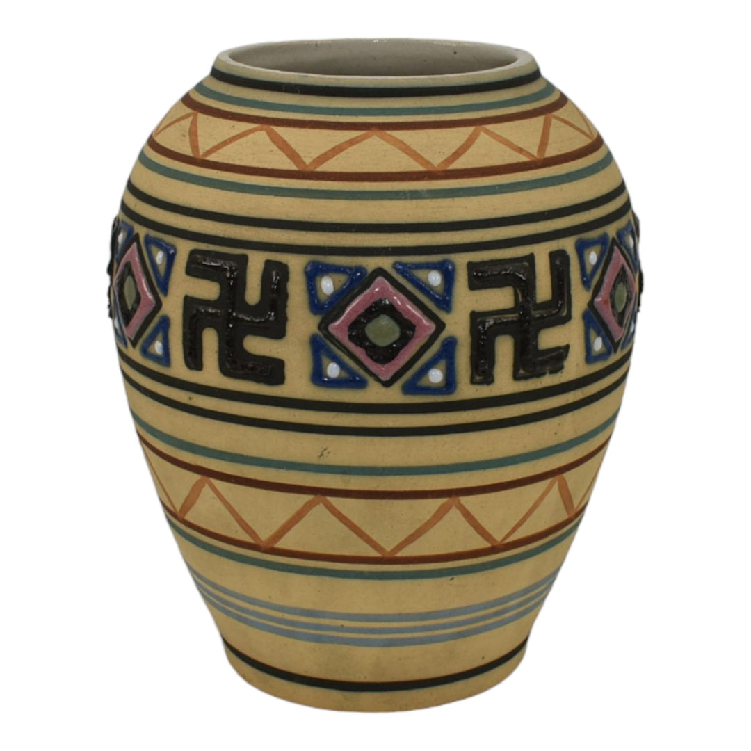Brush McCoy Zuniart 1924 Art Pottery Native American Design Ceramic Vase 050 - Just Art Pottery