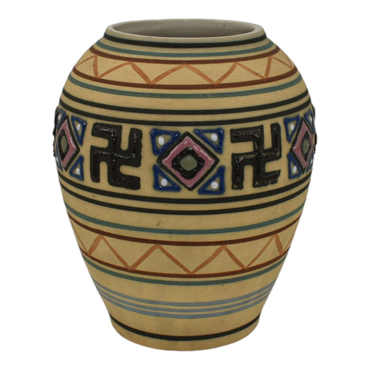 Brush McCoy Zuniart 1924 Art Pottery Native American Design Ceramic Vase 050 - Just Art Pottery