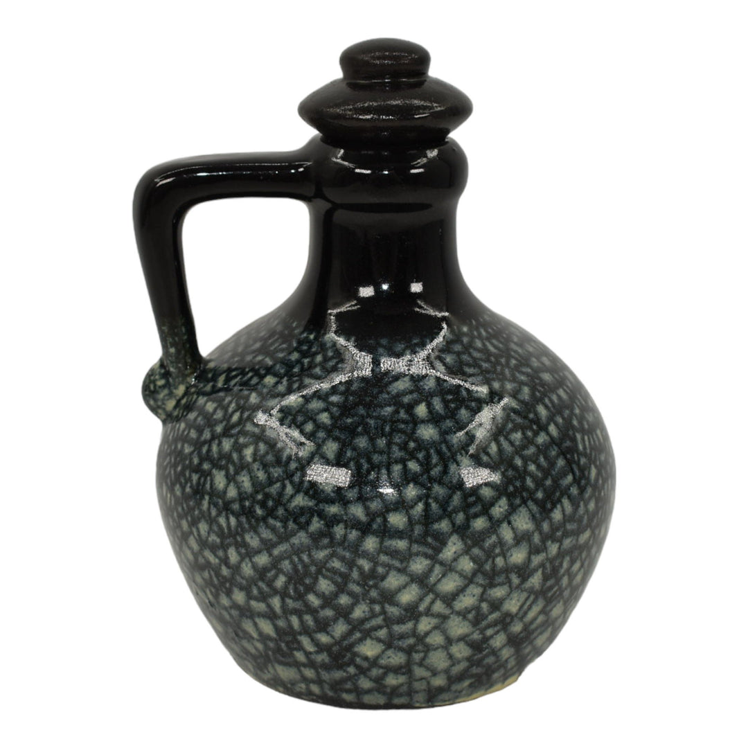 Pigeon Forge Tenn 1984 Pottery Black Crackle Ceramic Lidded Decanter Ferguson - Just Art Pottery
