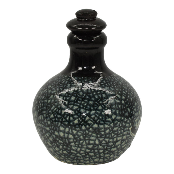 Pigeon Forge Tenn 1984 Pottery Black Crackle Ceramic Lidded Decanter Ferguson - Just Art Pottery