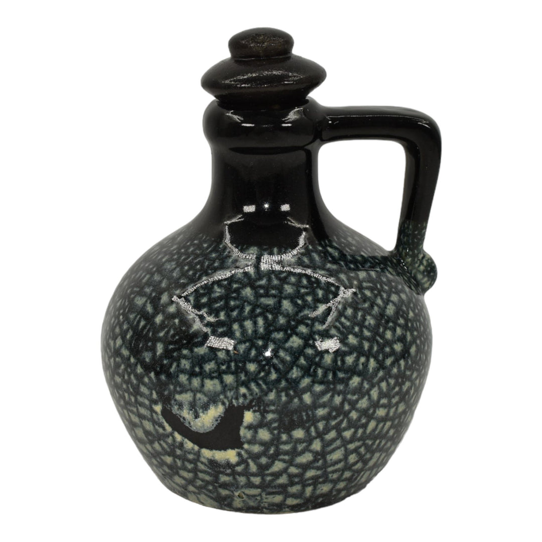 Pigeon Forge Tenn 1984 Pottery Black Crackle Ceramic Lidded Decanter Ferguson - Just Art Pottery