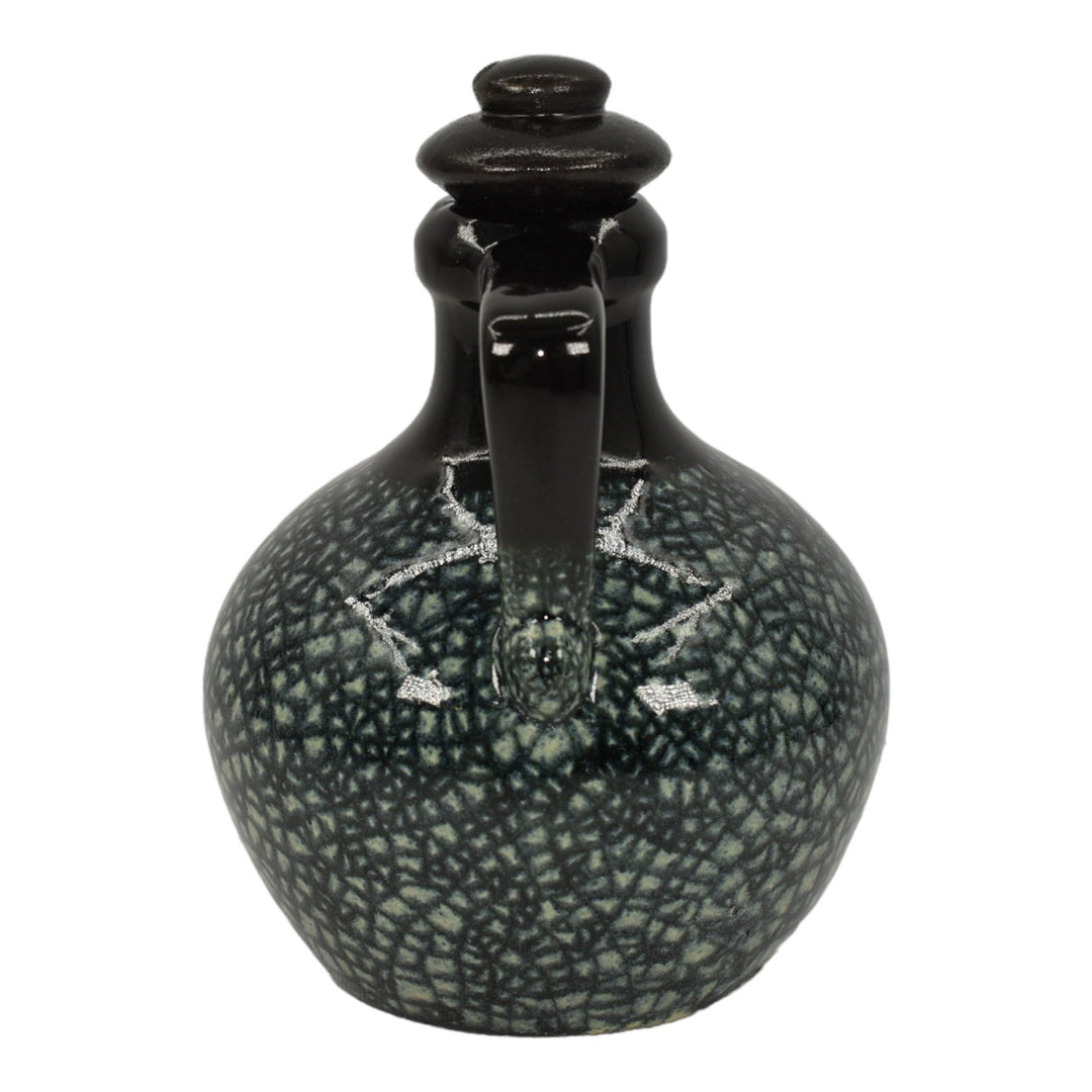 Pigeon Forge Tenn 1984 Pottery Black Crackle Ceramic Lidded Decanter Ferguson - Just Art Pottery