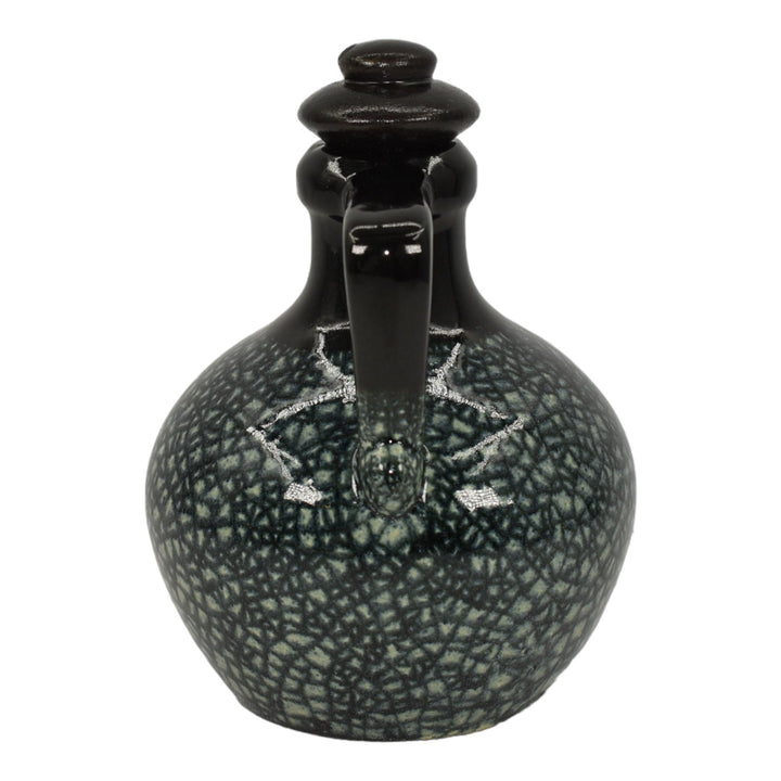 Pigeon Forge Tenn 1984 Pottery Black Crackle Ceramic Lidded Decanter Ferguson - Just Art Pottery