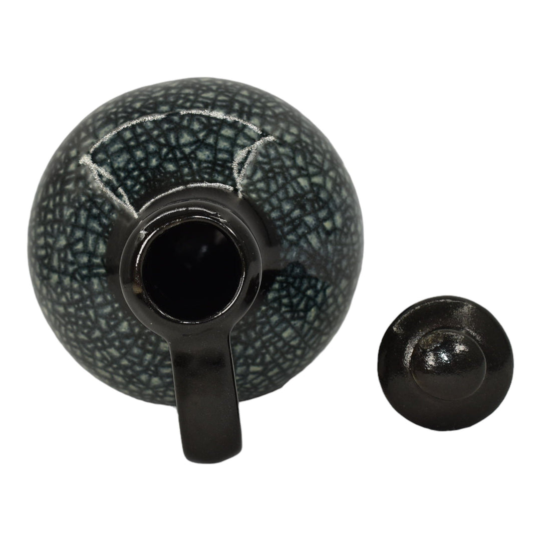 Pigeon Forge Tenn 1984 Pottery Black Crackle Ceramic Lidded Decanter Ferguson - Just Art Pottery