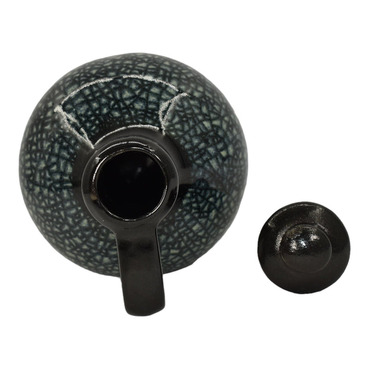 Pigeon Forge Tenn 1984 Pottery Black Crackle Ceramic Lidded Decanter Ferguson - Just Art Pottery