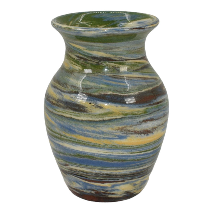 Desert Sands Mission Swirl Vintage Art Pottery Blue Green Ceramic Vase