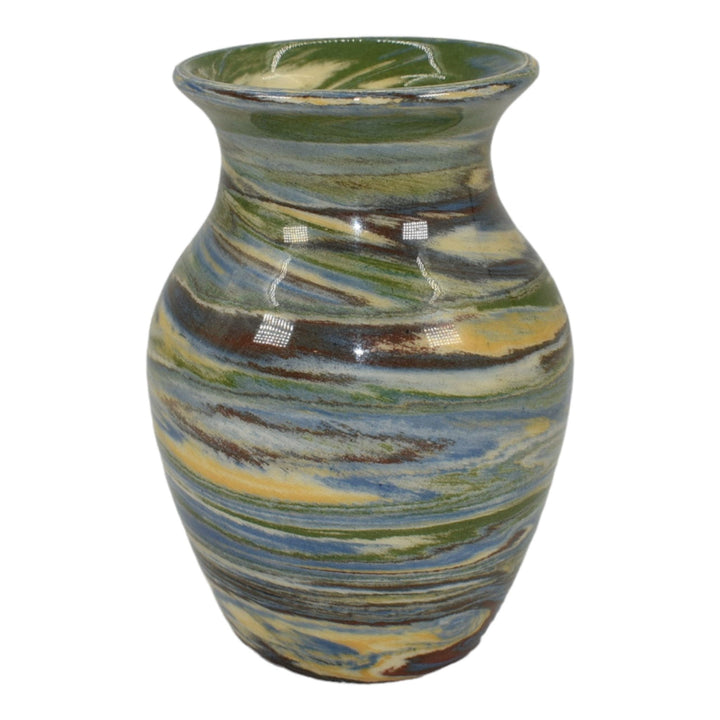 Desert Sands Mission Swirl Vintage Art Pottery Blue Green Ceramic Vase