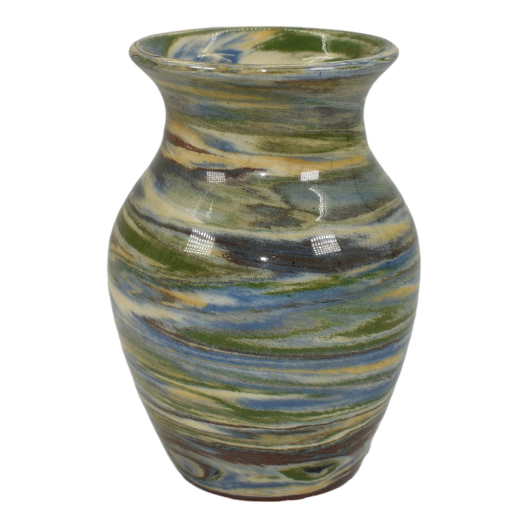 Desert Sands Mission Swirl Vintage Art Pottery Blue Green Ceramic Vase