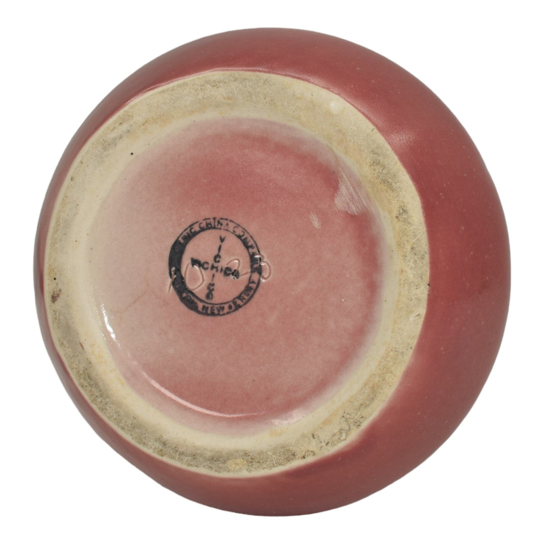 Vichico Trenton New Jersey Vintage Art Pottery Pink Handled Ceramic Vase 1023 - Just Art Pottery