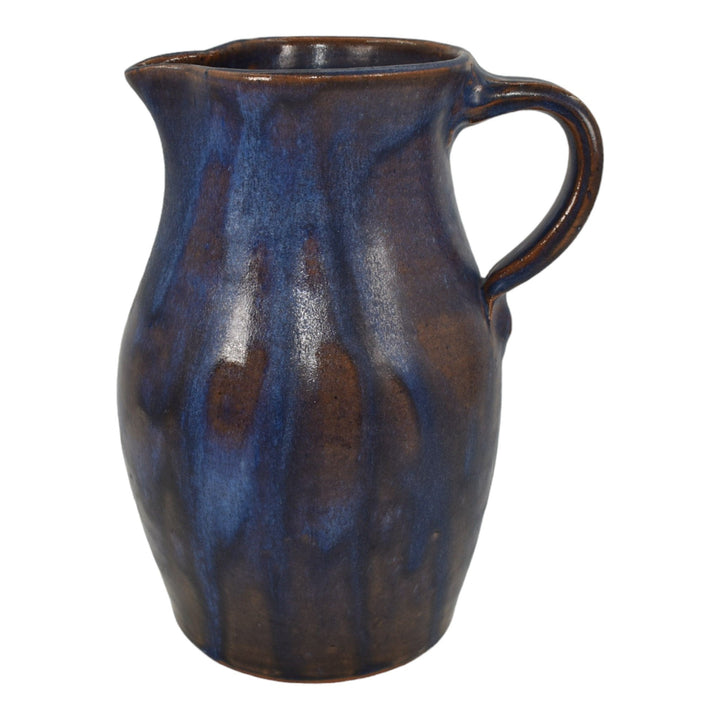 Brown's Arden North Carolina Studio Art Pottery Hand Made Blue Ceramic Pitcher