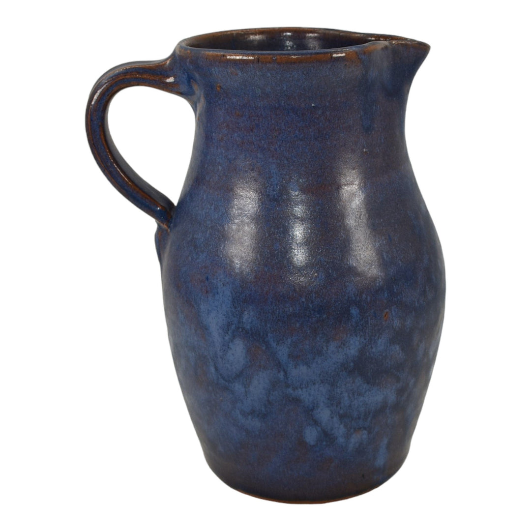 Brown's Arden North Carolina Studio Art Pottery Hand Made Blue Ceramic Pitcher