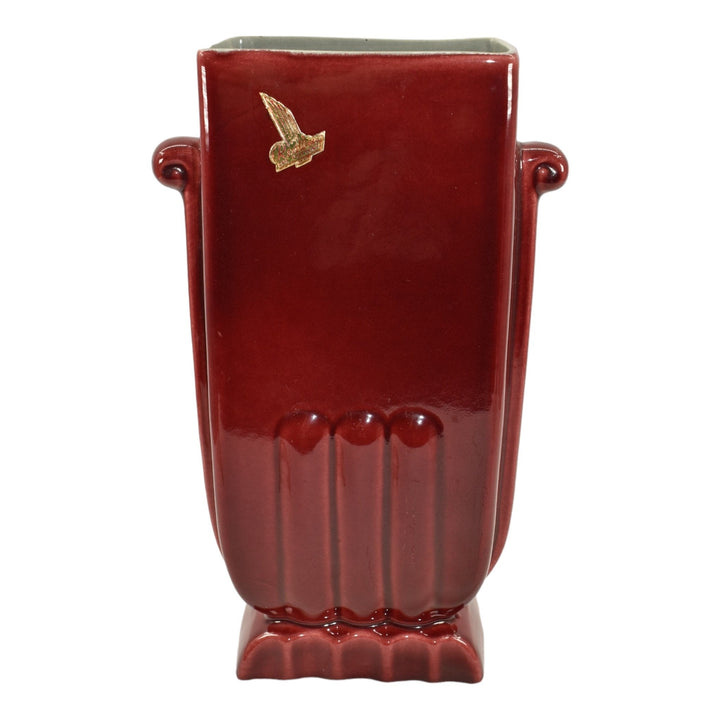 Red Wing 1930s Vintage Art Deco Pottery Red Ceramic Vase 405