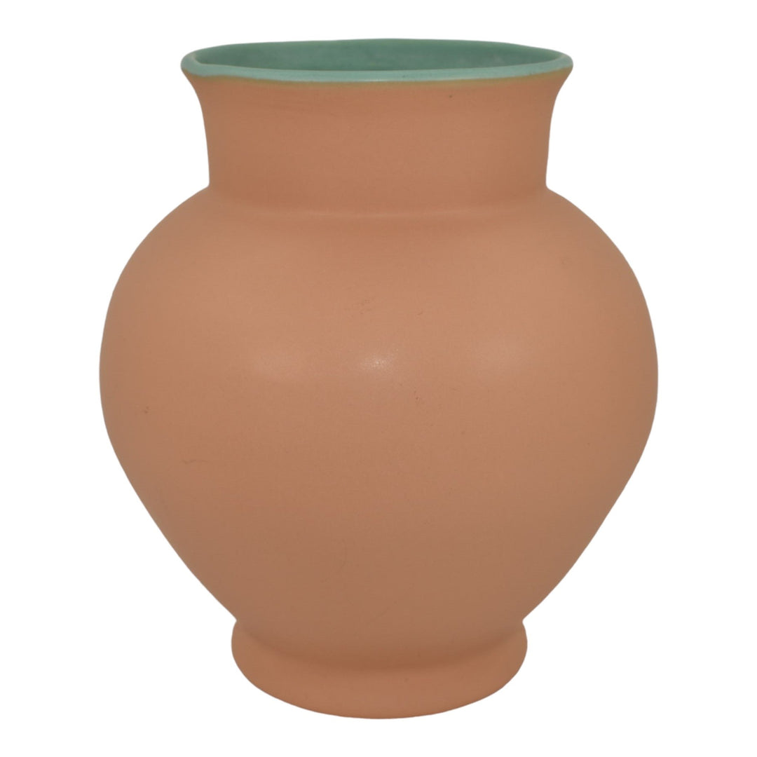 Coors Colorado 1940s Vintage Art Deco Pottery Orange and Green Ceramic Vase - Just Art Pottery