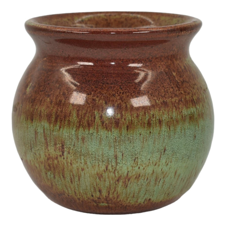 Pine Ridge Sioux Dakota Vintage Art Pottery Hand Made Brown Green Vase Cottier