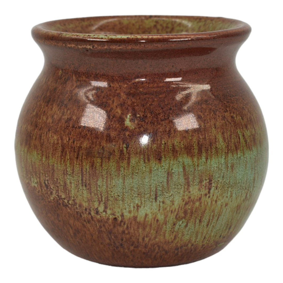 Pine Ridge Sioux Dakota Vintage Art Pottery Hand Made Brown Green Vase Cottier
