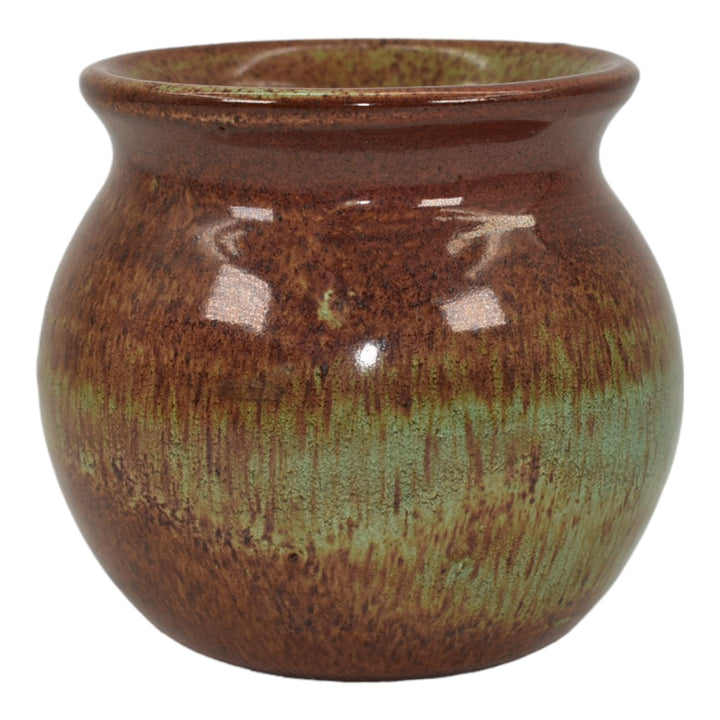 Pine Ridge Sioux Dakota Vintage Art Pottery Hand Made Brown Green Vase Cottier